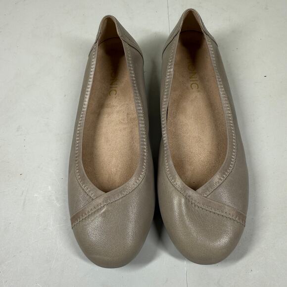 Vionic Caroll Leather Ballet Flats Gray Comfort Shoes Women’s 6.5 - Picture 3 of 7